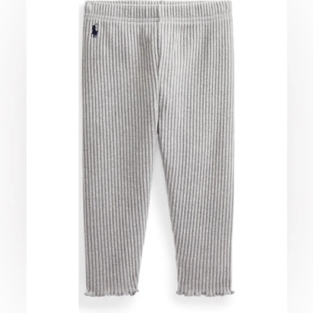 Polo Ralph Lauren Kids Rib-knit Stretch Legging in Grey & Navy Blue Size 3T